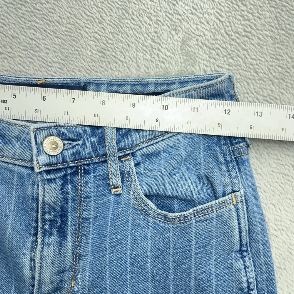 Hollister Ultra High Rise Mom Jeans Women 5 27x27 Blue Pinstripe Vintage Stretch - Picture 4 of 8